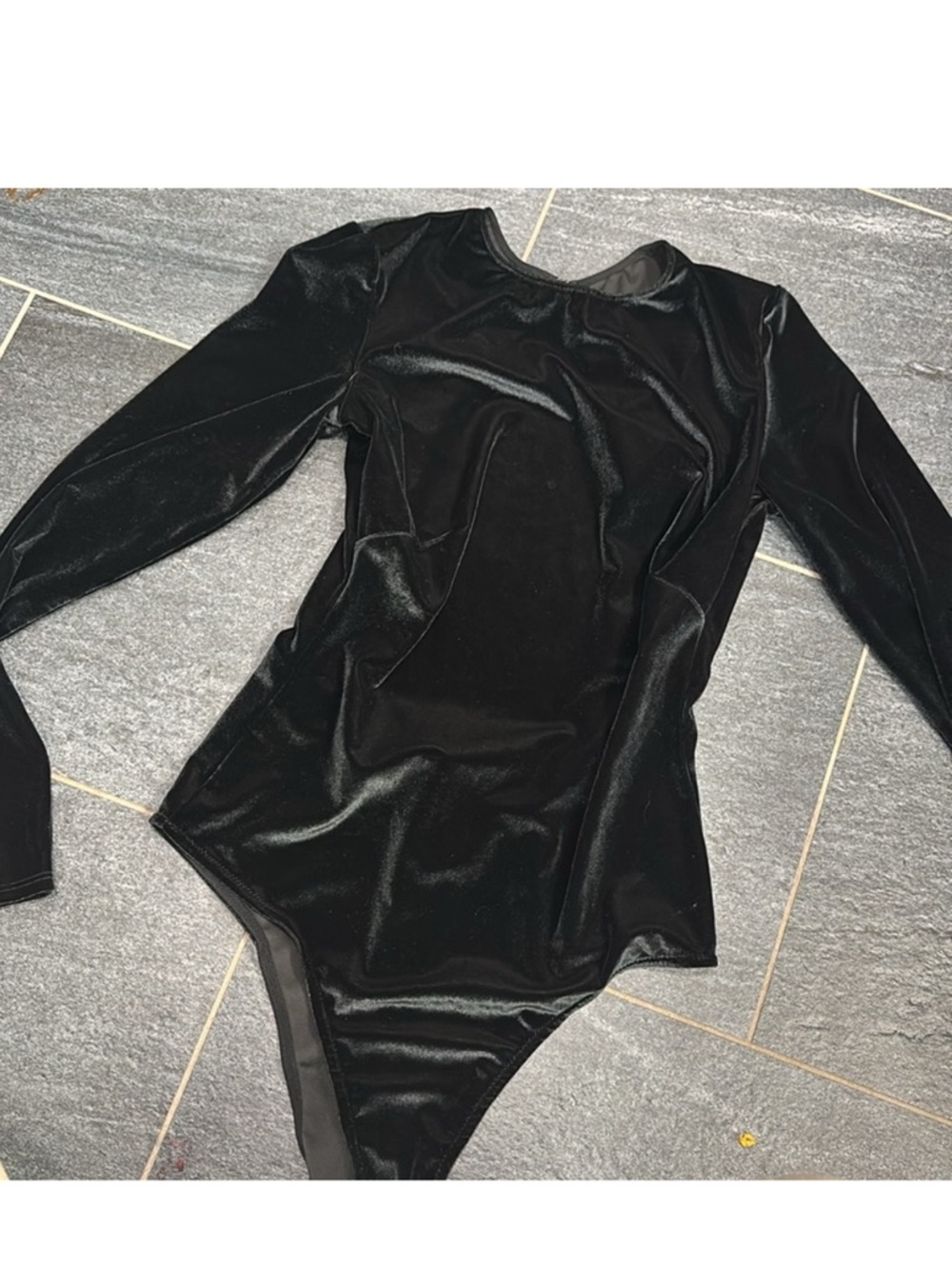 VS NWT Black Velvet Long Sleeve Bodysuit